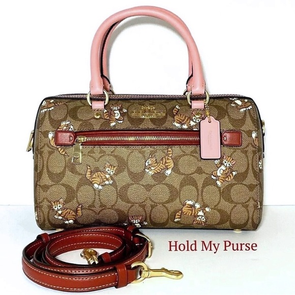 Coach Handbags - Coach Dancing Kitten Critters Print Signature Rowan Satchel Bag NWT